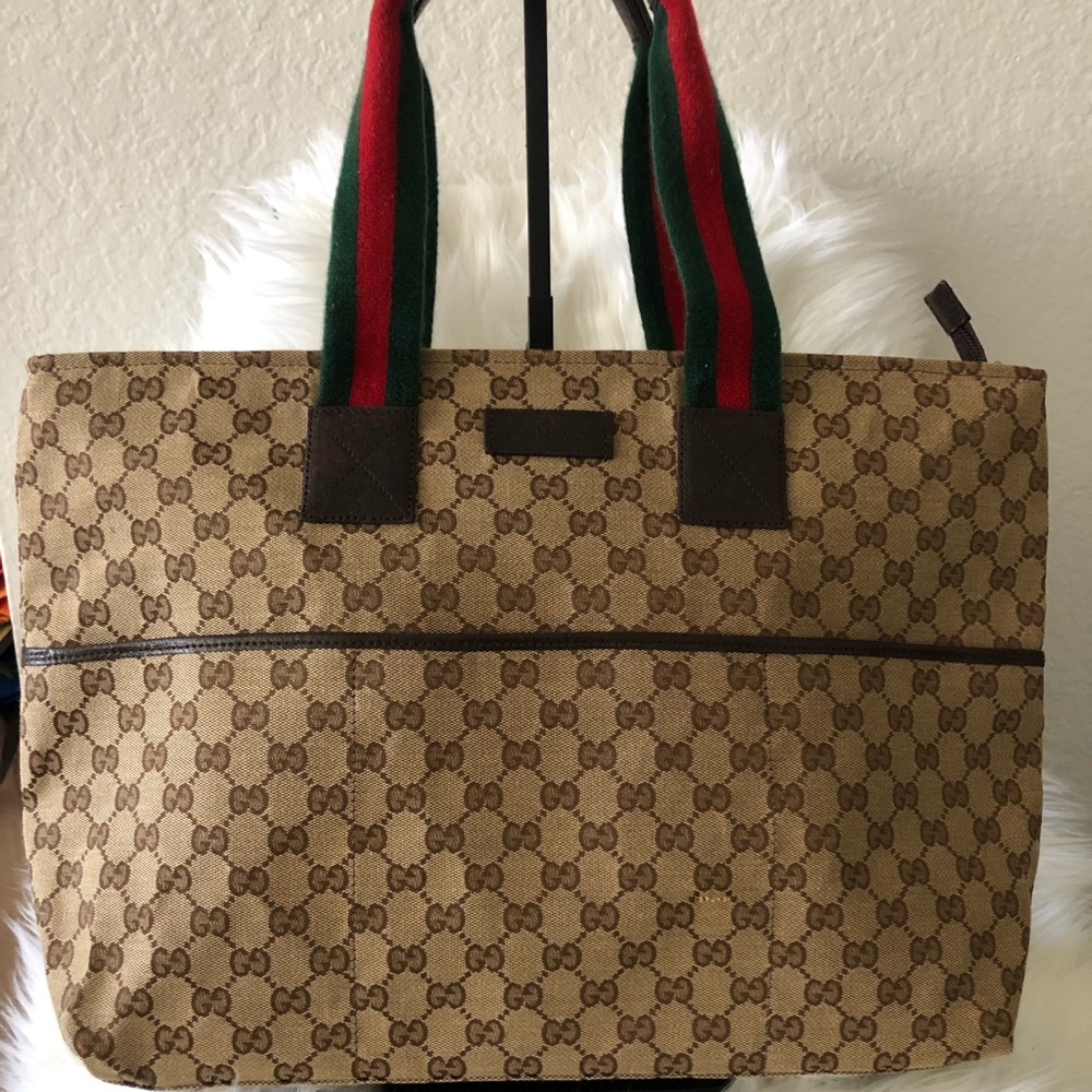Authentic Gucci Bag Shelley Line Canvas Tote
